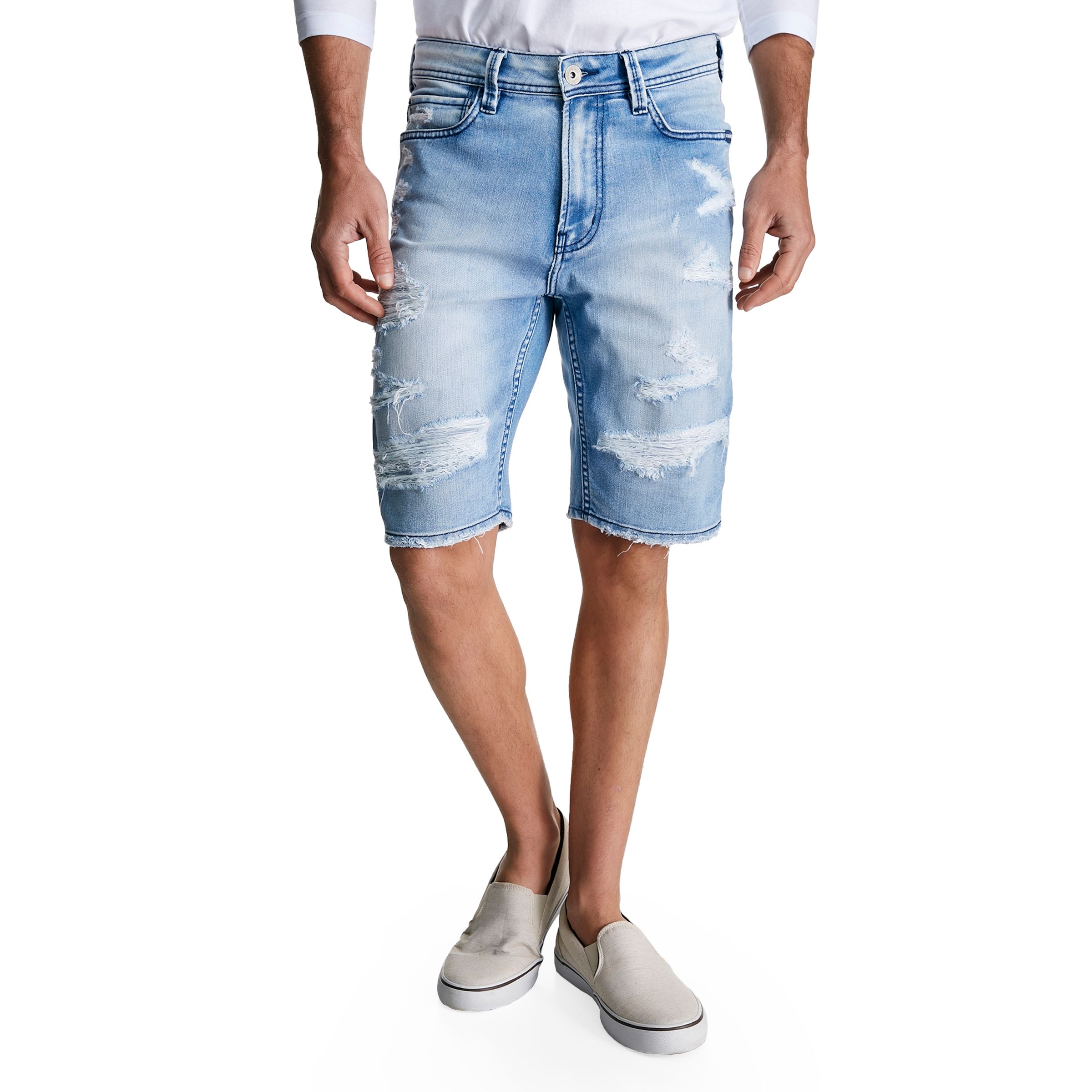 Bermuda Jeans Masculina Destroyed Altura Do Joelho % - Imperium Store